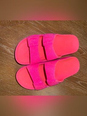 Cacatoes Girls Pink Sandals Neon Pink Glitter -girls 2/3